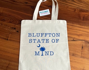 Bluffton State of Mind Bag- Bluffton Tote- Bluffton - Lowcountry- Palmetto Tree and Moon- Local - Tote Bag