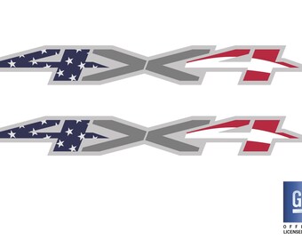 2019 2020 2021 2022 2023 2024 Chevy Silverado 1500 American Flag 4X4 Bed Side Decals Set Of 2 GM Official Licensed Product