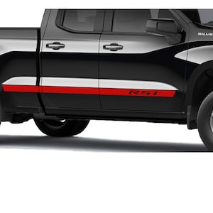 2019 2020 2021 2022 2023 2024 Chevy Silverado 1500 Red RST Crew Cab Double Cab Doors Decals kit GM Official Licensed Product