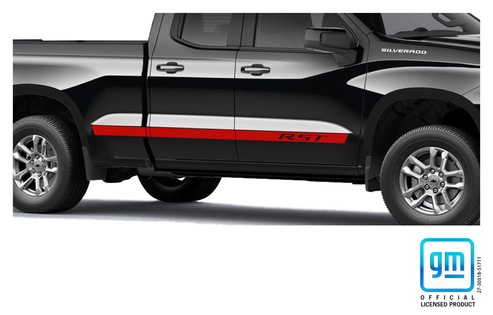 2019 2020 2021 2022 2023 2024 Chevy Silverado 1500 Red RST Crew Cab Double Cab Doors Decals kit GM Official Licensed Product