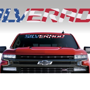 2014-2024 Chevy SILVERADO American Flag Windshield Decal 36&quot; x 3.75&quot; GM Official Licensed Product