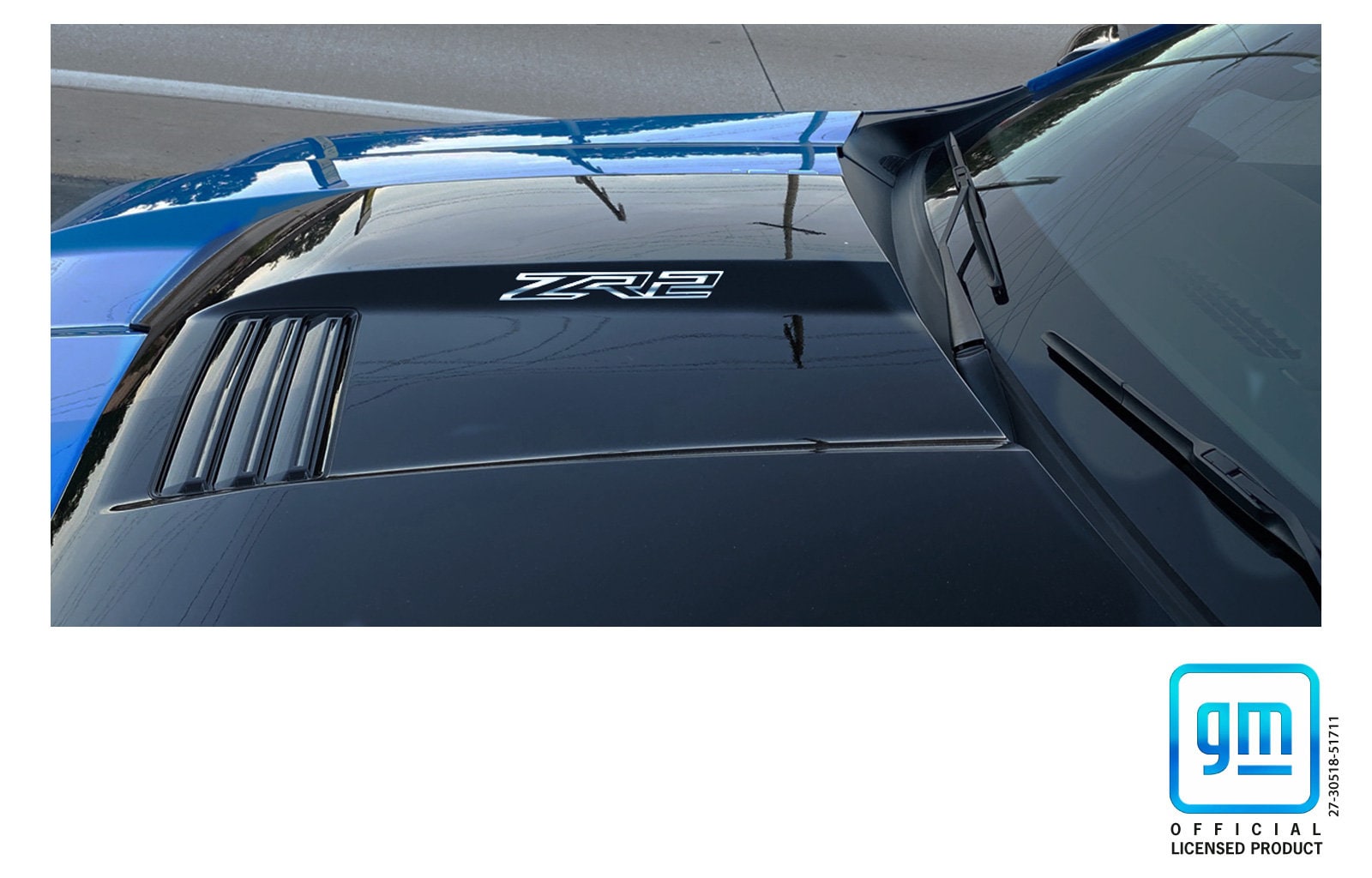 2022 2023 2024 2025 Chevy Silverado ZR2 Shiny Chrome Hood Scoop Decals Set of (2) GM Official Licensed Product