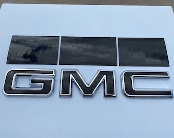 2019 2020 2021 2022 2023 2024 2025 GMC Sierra Truck BLACK rear Tailgate Emblem ( Blackout ) Overlay DIY Vinyl Kit Decal