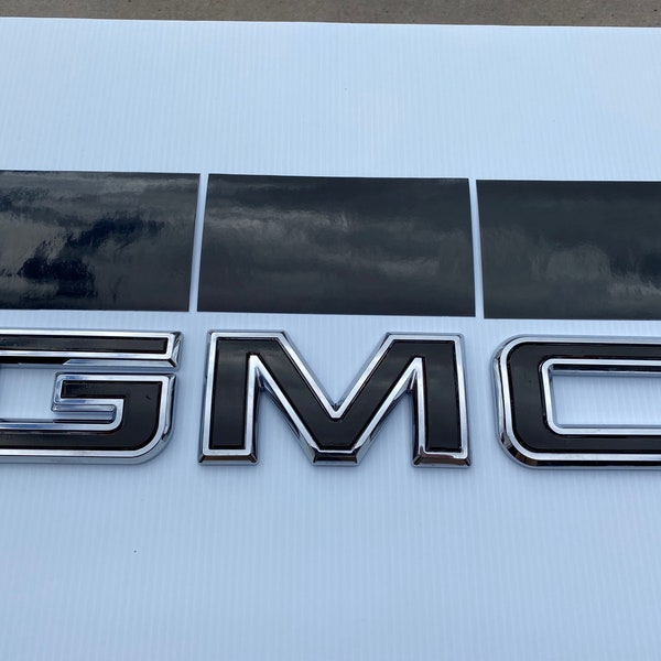 2019 2020 2021 2022 2023 2024 GMC Sierra Truck BLACK rear Tailgate Emblem ( Blackout ) Overlay DIY Vinyl Kit Decal