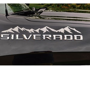 2019 2020 2021 2022 2023 2024 Chevy Silverado LT Custom RST Mountain Range Emblem Enhancement Decals Stickers Silver Set of 3