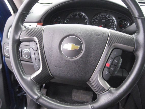 2007-2013 Chevy Silverado Tahoe Carbon Fiber Steering Wheel Spoke Overlay Decals