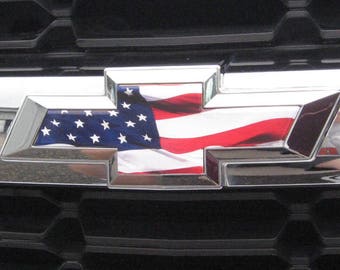 2015 2016 2017 2018 2019 2020 2021 Chevy Colorado American Flag Grille and Tailgate Overlay Bowties U-Cut DIY Vinyl Kit Decal Lot Set of 2