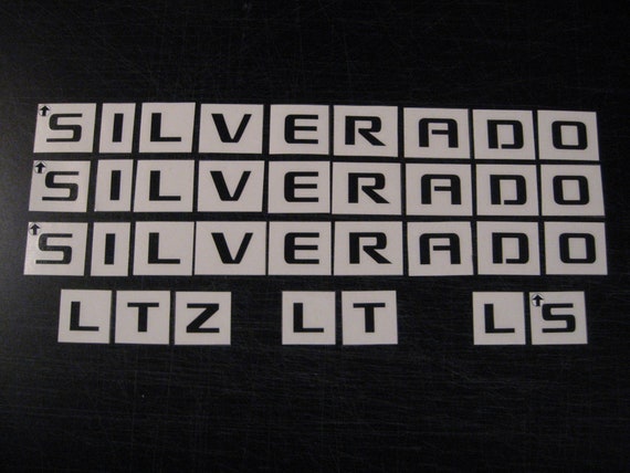 2007-2018 Chevy Silverado 2500 HD Emblem Overlay Decal Letters BLACK Set of 6