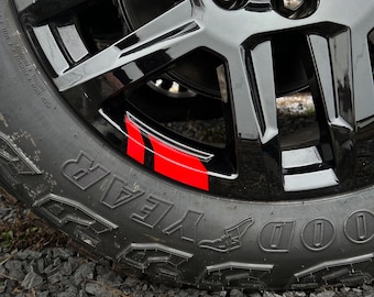 2019 2020 2021 2022 2023 2024  Chevy Silverado Trail Boss REDLINE Hash Mark Stripe Decals Fits 18&quot; and 20&quot; Black Wheels Set of 5