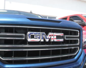 2014 2015 2016 2017 GMC Canyon Truck American Flag Front Grille Emblem Overlay DIY Vinyl Kit Decal