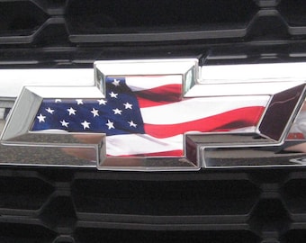 2014 2015 2016 2017 2018 Chevy Silverado 1500 American Flag Grille and Tailgate Overlay Bowties U-Cut DIY Vinyl Kit Decal Lot Set of 2