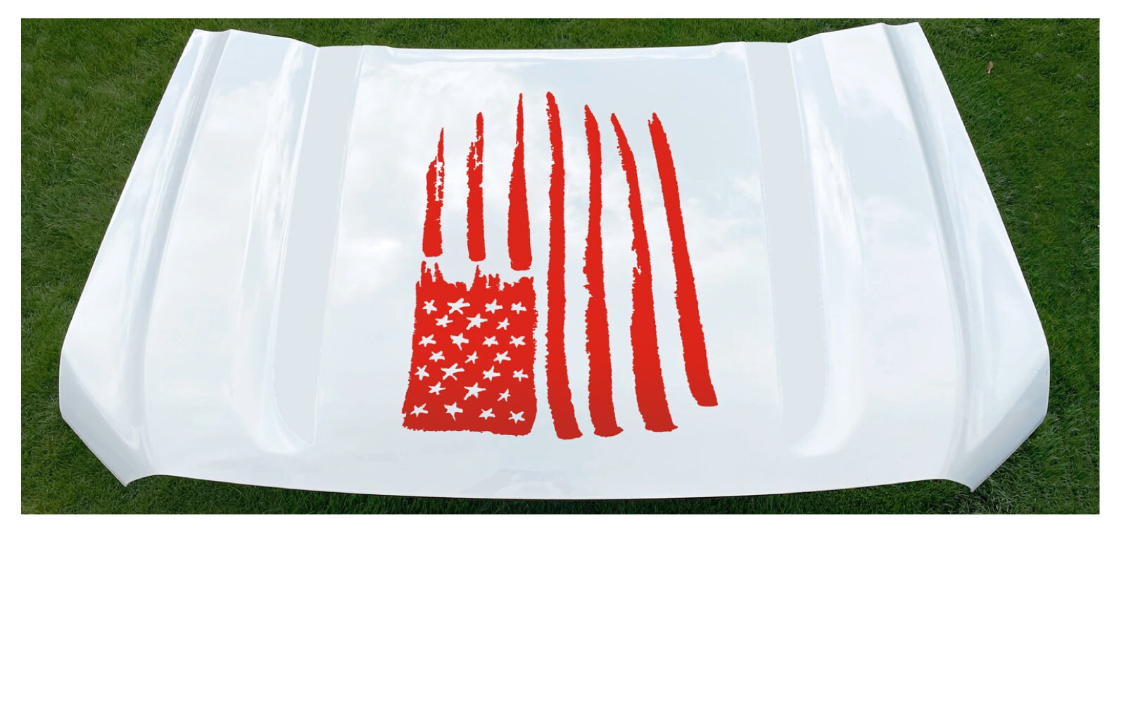 2019 2020 2021 2022 2023 2024 GMC Sierra 1500 Red Distressed Flag Hood Decal Graphic