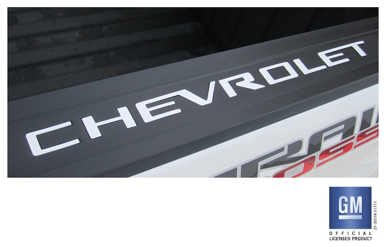 2019 2020 2021 2022 2023 2024 Chevy Silverado CHEVROLET Bed Rail Rigid ABS Plastic Lettering Set White GM Official Licensed Product image 1