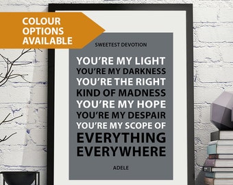 Adele Song Lyrics Etsy