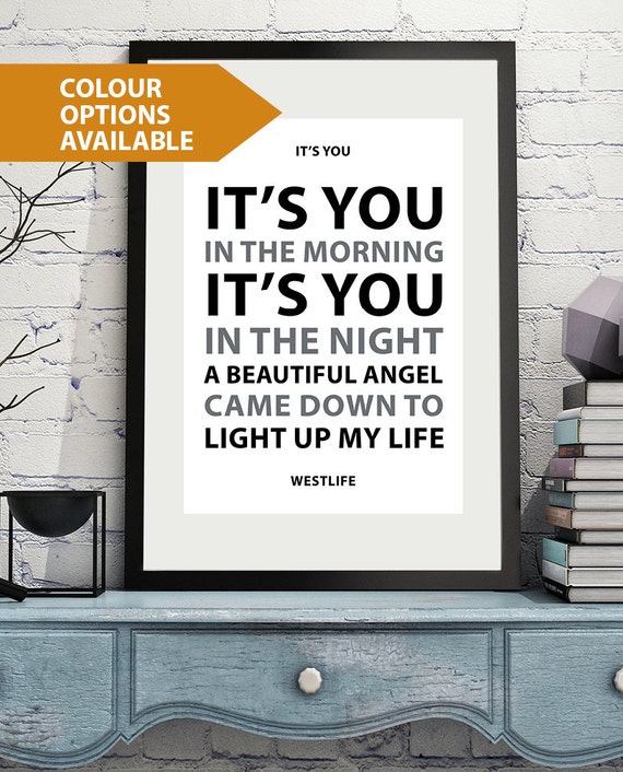 Free Postage Westlife Song Lyrics Quote Art Print Wife Girlfriend Word Art Inspirational Home Decor Life Love Quotes Giclee