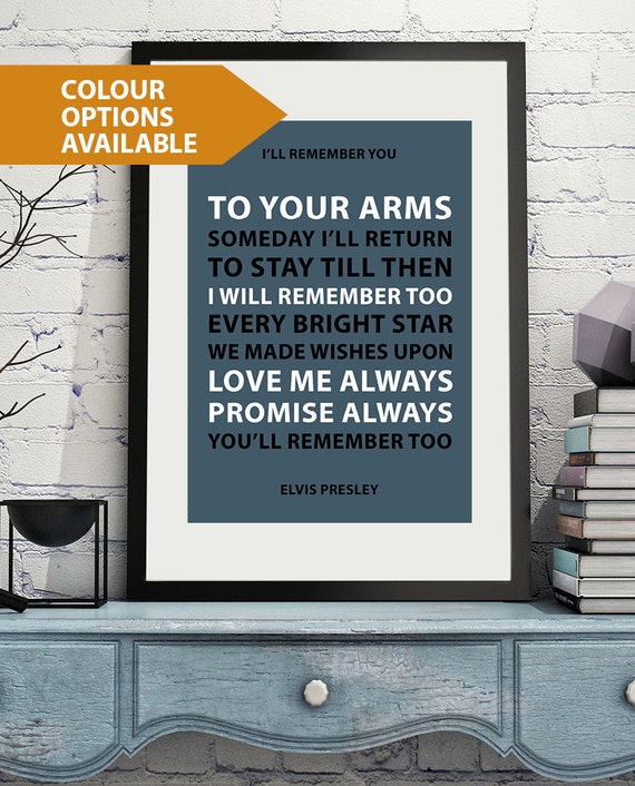 Free Postage Elvis Presley Song Lyrics Quote Art Print Etsy Free Postage Elvis Presley Song Lyrics Quote Art Print Etsy