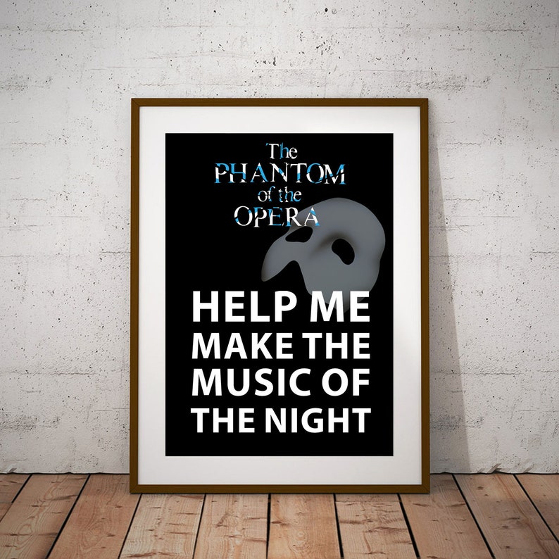 Andrew Lloyd Webber Phantom of the Opera Song Lyrics Art Print | Etsy