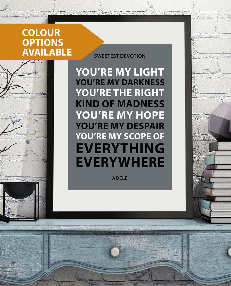 Adele Sweetest Devotion Song Lyrics Quote Art Print Large Etsy
