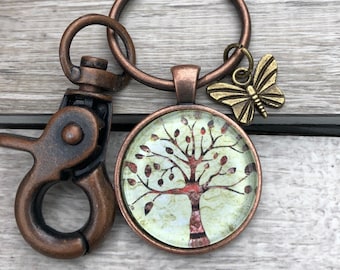 Llavero Árbol de la Vida con aspecto vintage, Árbol de la Vida, Llavero vintage, Llavero inspirador, Llavero espiritual, Amante de la naturaleza, Llavero verde