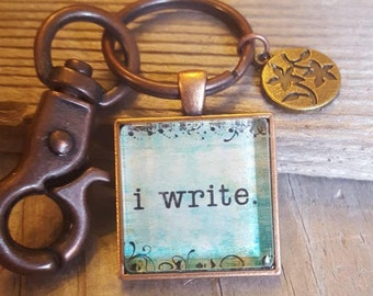 I Write Key Chain, Key Chain Writer, Writer Key Chain, Aspiring Writer, Key Chain for Author, KeyChain Writer, Vintage Keychain, Writer Gift