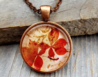 Vintage Look Autumn Leaf Necklace, Vintage Necklace, Necklace for Woman, Autumn Jewelry, Woman's Necklace, Autumn Necklace