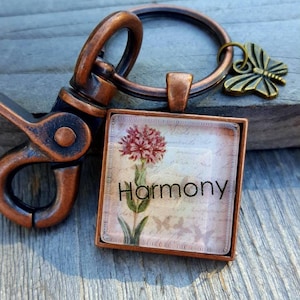 Vintage Copper Harmony Key Chain, Inspirational Gift, Religious Keychain, Spiritual Gift, Vintage Look Keychain, Keychain Harmony