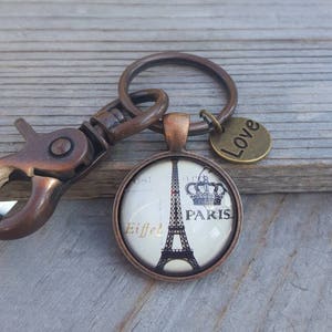 Eiffel Tower Key Chain, Vintage Look, Paris Key Chain, Woman Gift, Inspirational Gift, Love Charm, Travel Key Chain, Antique Copper Keychain
