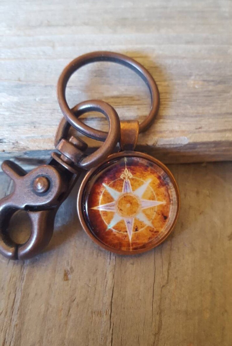 Vintage Copper Compass Key Chain Keychain for Man Vintage Etsy