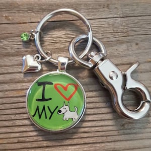 I Love My Dog Key Chain, Silver Jewelry, Dog Lover Pendant, Heart Charm, Dog Lover, Dog Key Chain, Pet Lover Gift, Gift for her