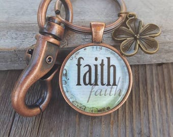 Vintage Copper Faith Key Chain, Inspirational Key Chain, Religious gift, Christian Key Chain, Keychain Christian, Gift for friend