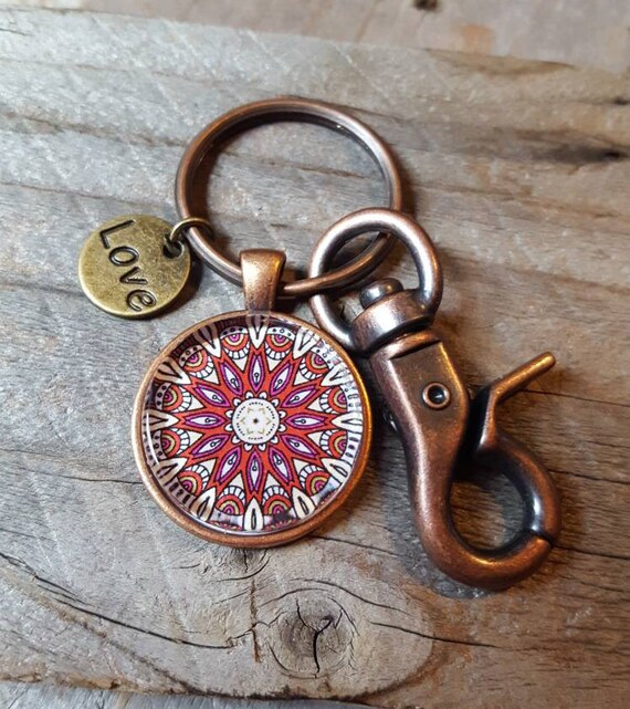 Mandela Design Antique Copper Key Chain Antique Copper Key Etsy
