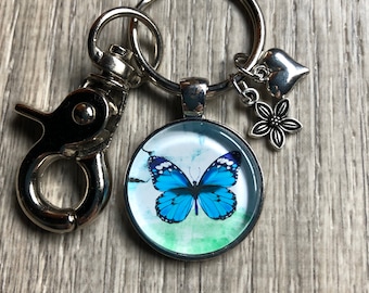 Blue Butterfly Pendant Key Chain, Butterfly Gift, Blue Butterfly, Butterfly Lover, Butterfly Accessory, Women's Jewelry, Butterfly Jewelry