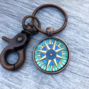 Vintage Look Compass Key Chain, Gift for him, Vintage Compass, gift for Dad, Grandpa gift, Gift for man, Vintage Key Chain