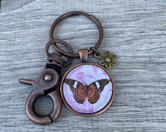 Vintage Look Butterfly Pendant Key Chain, Butterfly Gift, Colorful Butterfly, Butterfly Lover, Butterfly Accessory, Butterfly gift