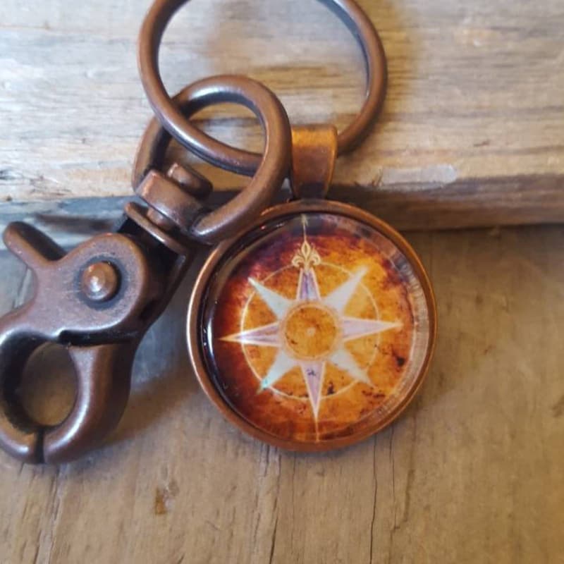 Engraved Compass Keychain - Etsy