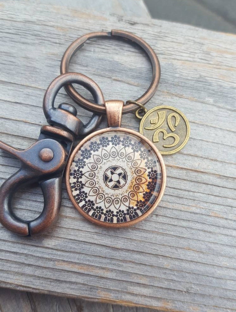 Yoga Key Chain Vintage Copper Key Chain Spiritual Key Chain Etsy