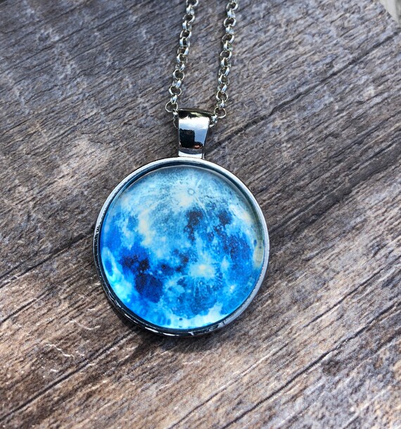 Blue Earth Necklace Silver Toned Necklace Space Jewelry Earth Jewelry Blue Jewelry Earth Clouds Necklace Etsy