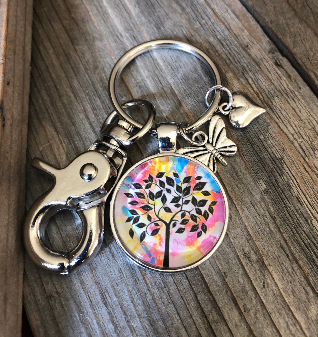Rainbow Tree Key Chain, Love Charm, Rainbow Key Chain, Tree Key Chain