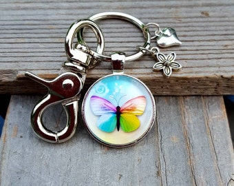 Rainbow Butterfly Key Chain, Inspirational Gift, Butterfly Rainbow, Silver Jewelry, Key Chain Butterfly, Women's Jewelry, Gift her