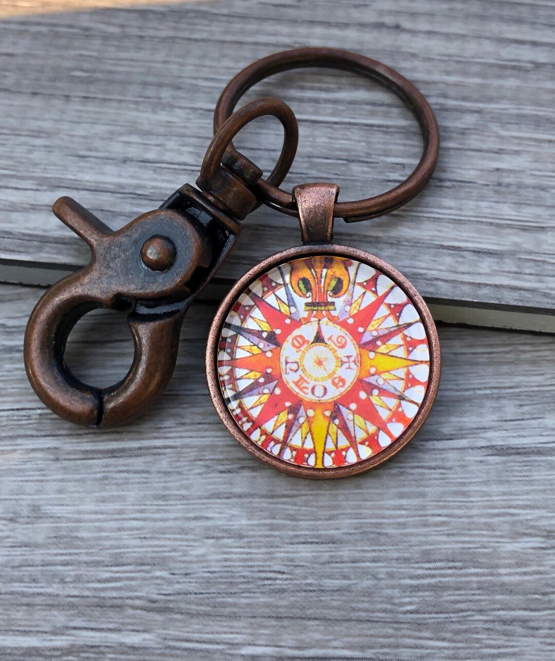 Compass Key Chain Antique Compass Key Chain Vintage Look Etsy