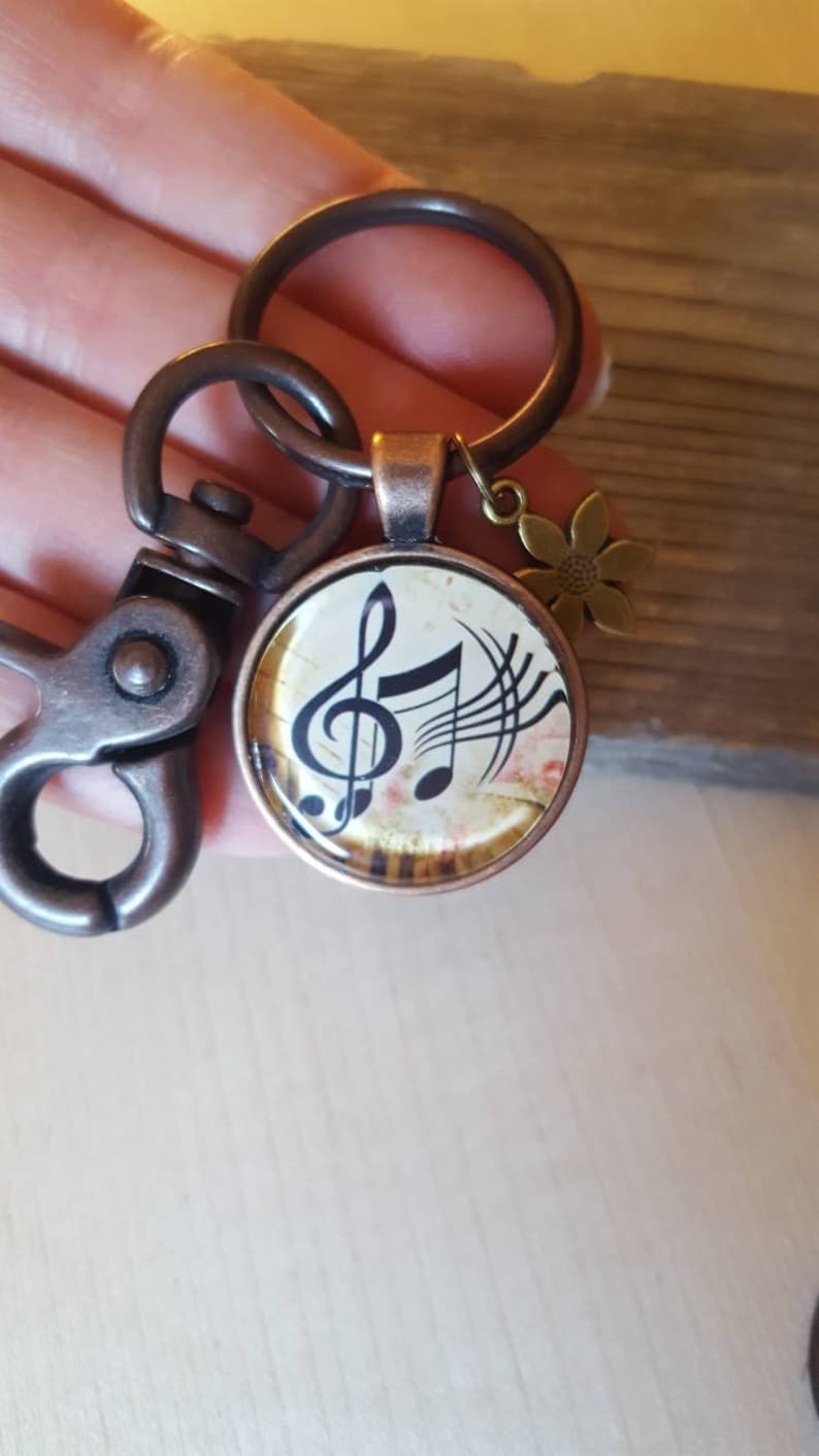Vintage Musical Note Key Chain, Music Lover Key Chain, Musician Key ...