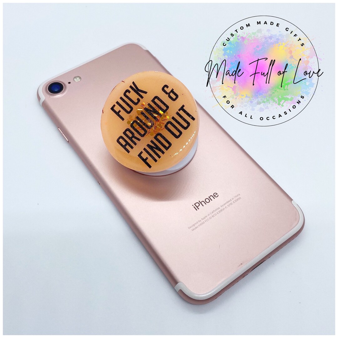 Orange Fuck Around and Find Out Phone Grip Glow in the Dark Glitter