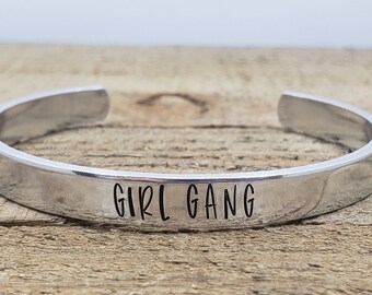 Girl Gang Bracelet Cuff Thin Best Friend Jewelry Personalized  Jewelry- Custom Jewelry Personalized Gifts Stamped Accessories