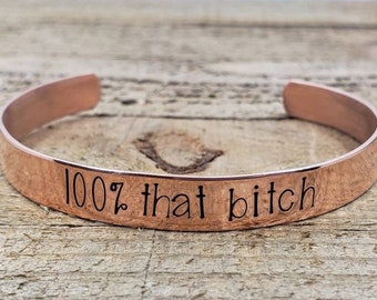 100% that b*tch - Thin - Personalized Jewelry- Custom Jewelry - Gift Ideas - Personalized Gifts - Stamped Accessories