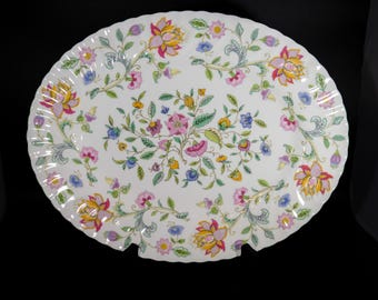 Vintage Minton Haddon Hall Oval Serving Platter - 1960s - Bone China, Made in England