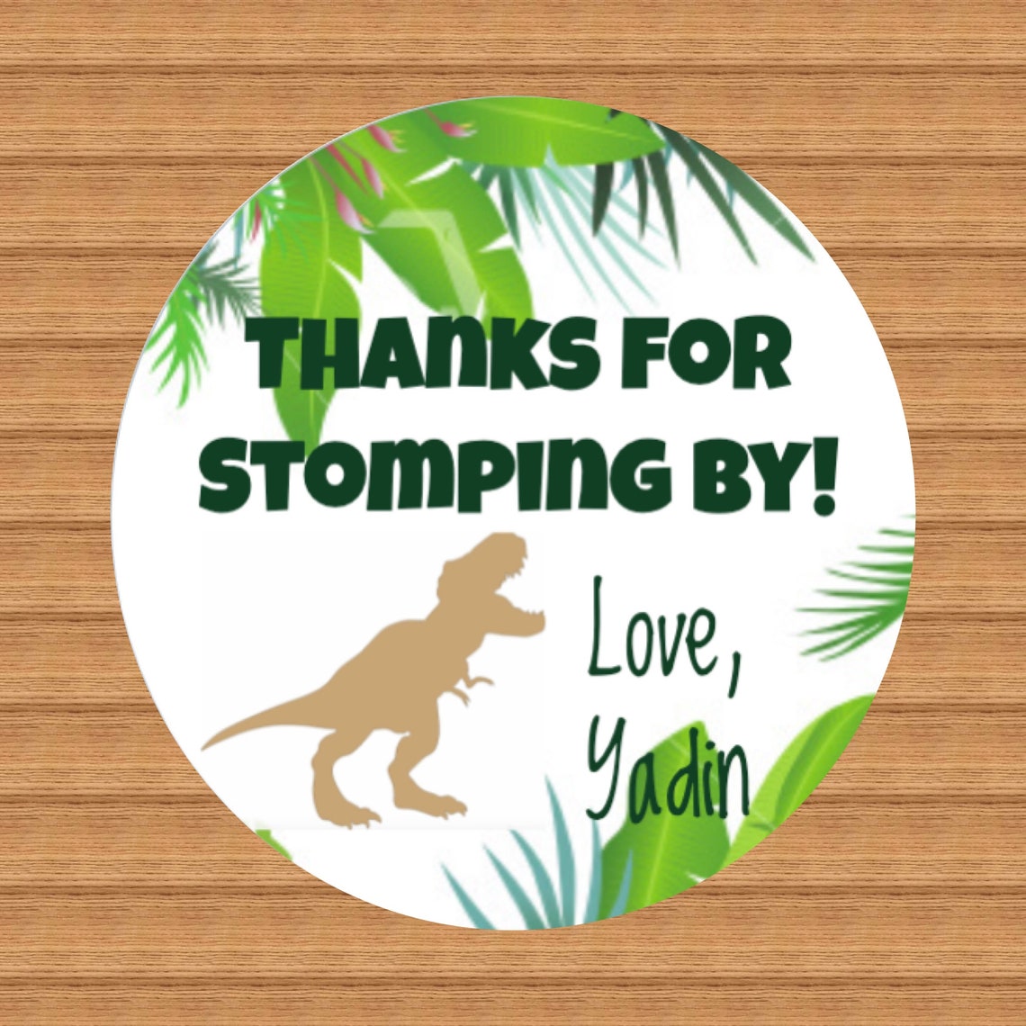 Thanks for Stomping By Dinosaur Party favor stickers Dino | Etsy