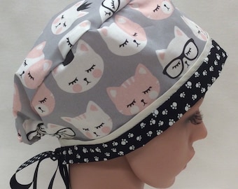 Surgical Scrub Cap, Chemo Cap, Nurse Hat, Scrub Hat, Traditional Tie Style