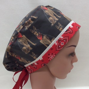 German Shepherd Surgical Scrub Cap, Chemo Cap, Nurse Hat, Scrub Hat