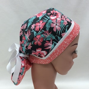 Ponytail Style Surgical Scrub Cap, Chemo Cap, Nurse Hat, Scrub Hat