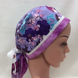 Ponytail Style Surgical Scrub Cap, Chemo Cap, Nurse Hat, Scrub Hat